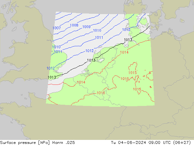 Surface pressure Harm .025 Tu 04.06.2024 09 UTC
