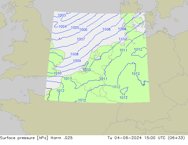 Atmosférický tlak Harm .025 Út 04.06.2024 15 UTC