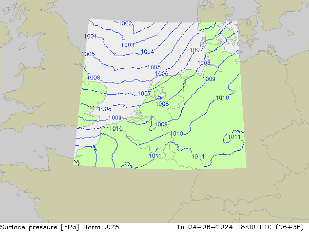 Atmosférický tlak Harm .025 Út 04.06.2024 18 UTC