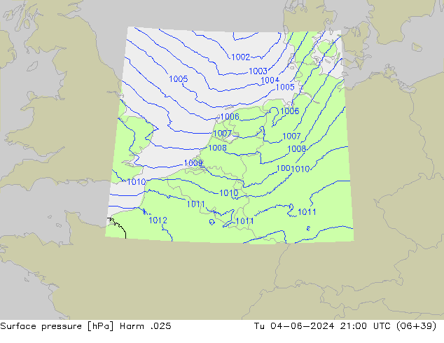 Atmosférický tlak Harm .025 Út 04.06.2024 21 UTC