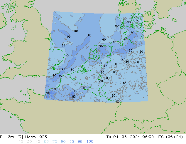 Humedad rel. 2m Harm .025 mar 04.06.2024 06 UTC