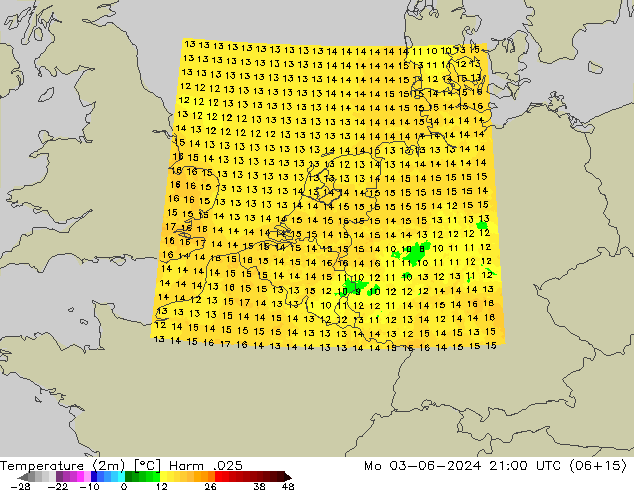 Temperatura (2m) Harm .025 lun 03.06.2024 21 UTC