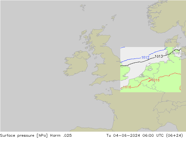 Surface pressure Harm .025 Tu 04.06.2024 06 UTC