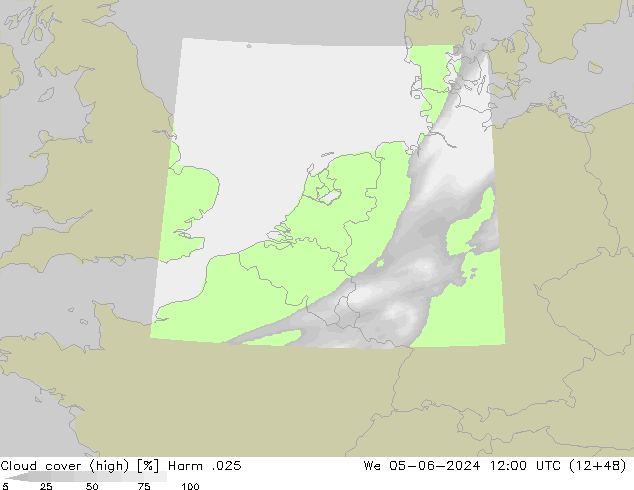 Cloud cover (high) Harm .025 We 05.06.2024 12 UTC