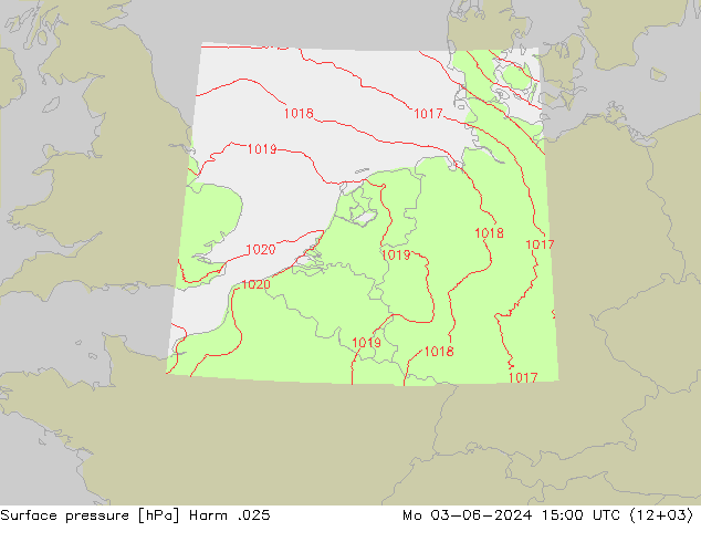 Pressione al suolo Harm .025 lun 03.06.2024 15 UTC