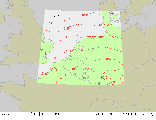 Atmosférický tlak Harm .025 Út 04.06.2024 00 UTC