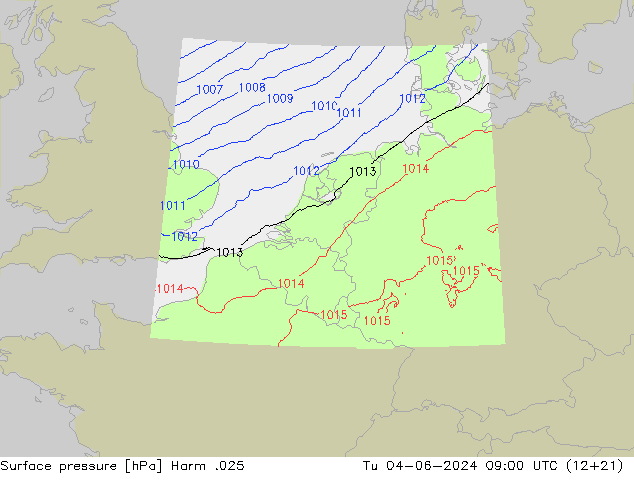 Atmosférický tlak Harm .025 Út 04.06.2024 09 UTC