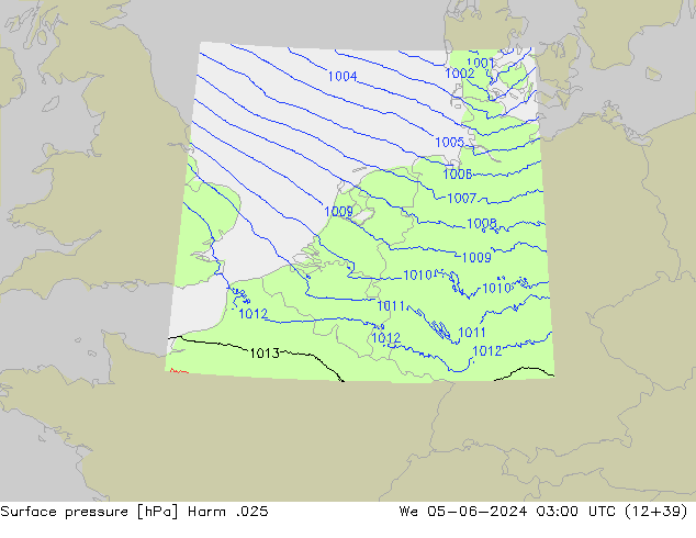 Pressione al suolo Harm .025 mer 05.06.2024 03 UTC