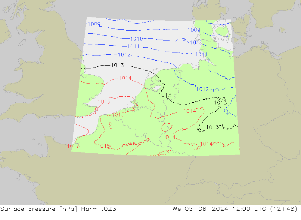 Surface pressure Harm .025 We 05.06.2024 12 UTC