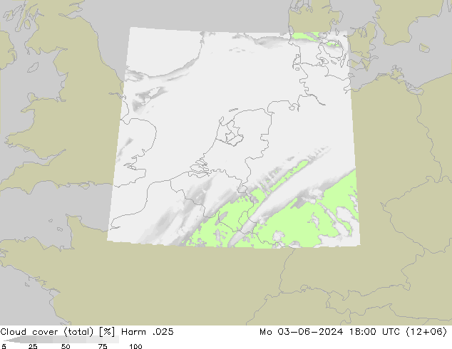 Cloud cover (total) Harm .025 Mo 03.06.2024 18 UTC