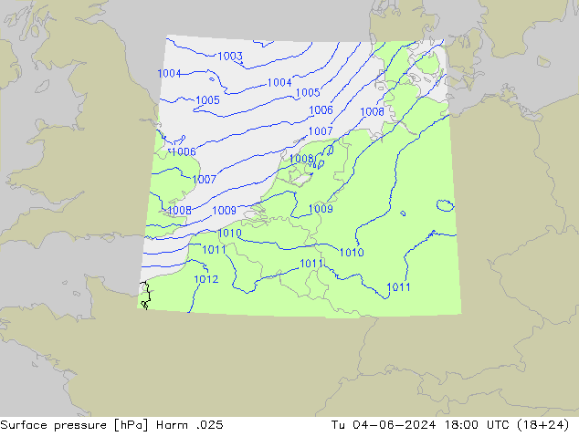 Atmosférický tlak Harm .025 Út 04.06.2024 18 UTC
