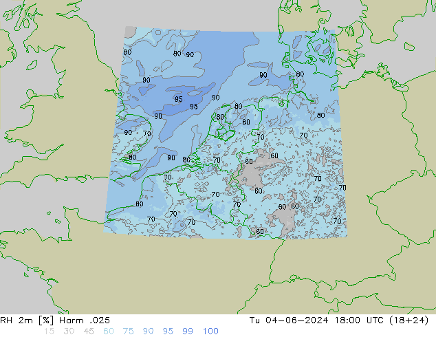 RH 2m Harm .025 Tu 04.06.2024 18 UTC