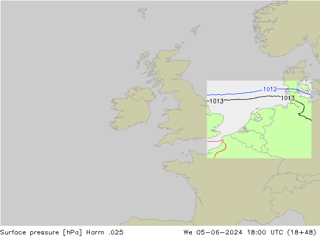 Pressione al suolo Harm .025 mer 05.06.2024 18 UTC