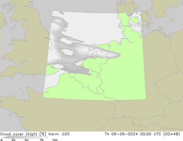 Cloud cover (high) Harm .025 Th 06.06.2024 00 UTC