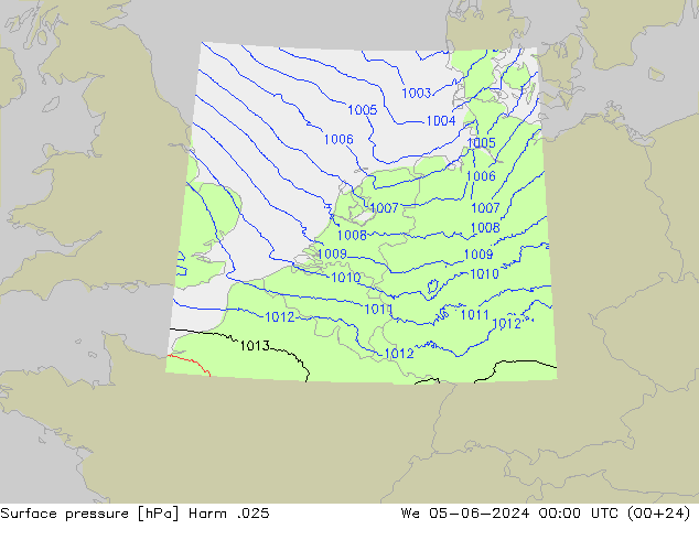 приземное давление Harm .025 ср 05.06.2024 00 UTC