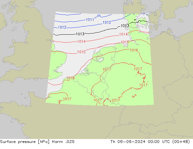 Atmosférický tlak Harm .025 Čt 06.06.2024 00 UTC