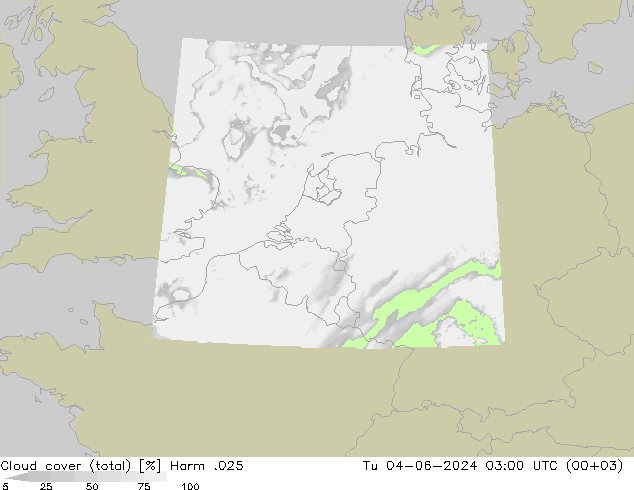 Wolken (gesamt) Harm .025 Di 04.06.2024 03 UTC