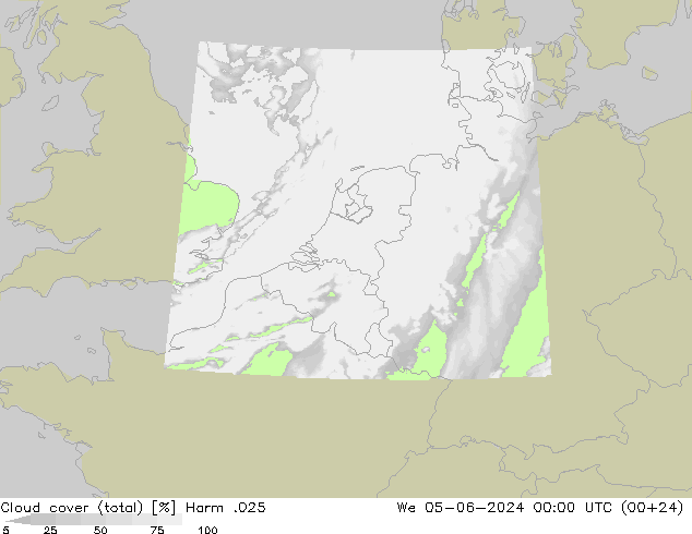 Nubi (totali) Harm .025 mer 05.06.2024 00 UTC