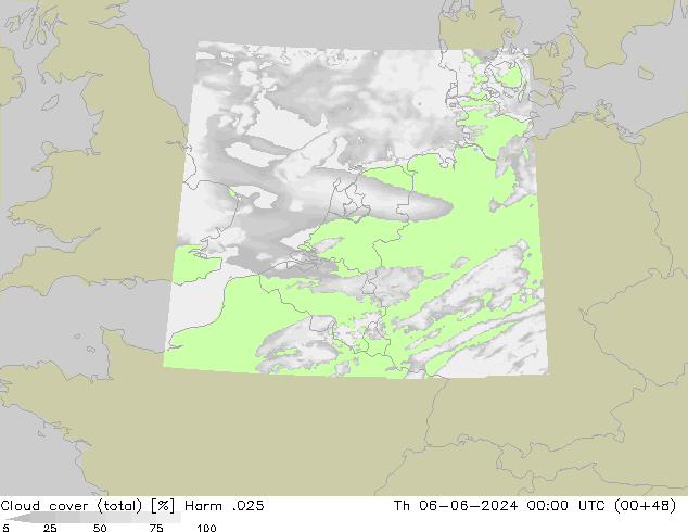 Cloud cover (total) Harm .025 Th 06.06.2024 00 UTC