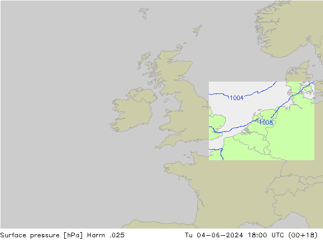 Atmosférický tlak Harm .025 Út 04.06.2024 18 UTC