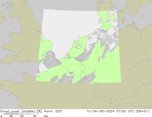 Cloud cover (middle) Harm .025 Tu 04.06.2024 07 UTC