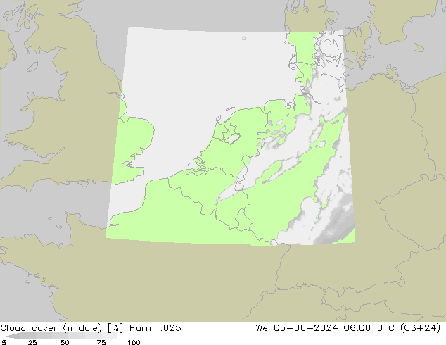 Cloud cover (middle) Harm .025 We 05.06.2024 06 UTC