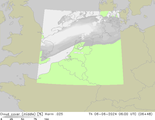 Cloud cover (middle) Harm .025 Th 06.06.2024 06 UTC