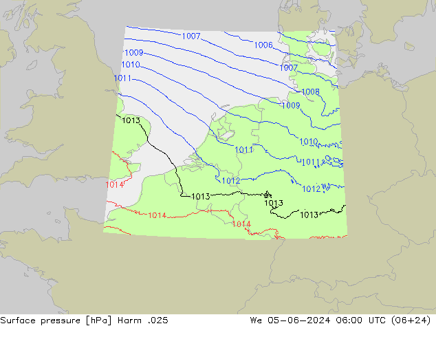 приземное давление Harm .025 ср 05.06.2024 06 UTC