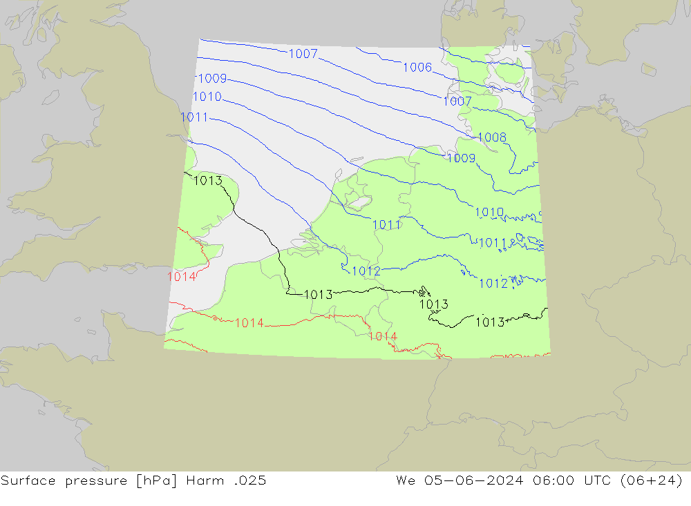 Presión superficial Harm .025 mié 05.06.2024 06 UTC