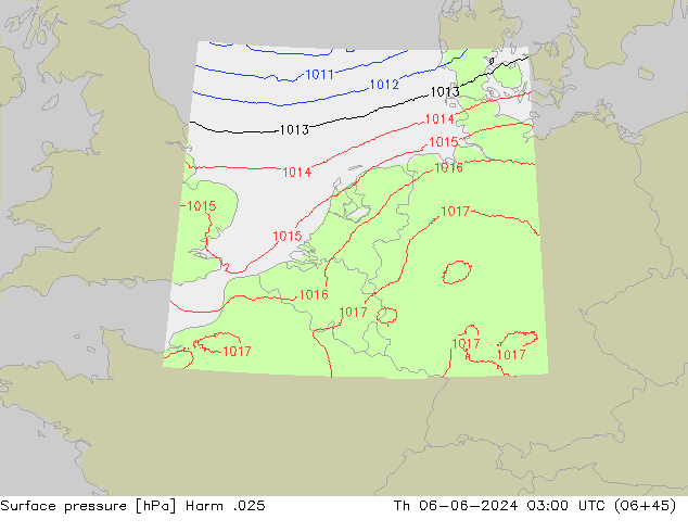Atmosférický tlak Harm .025 Čt 06.06.2024 03 UTC