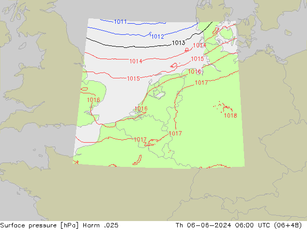приземное давление Harm .025 чт 06.06.2024 06 UTC