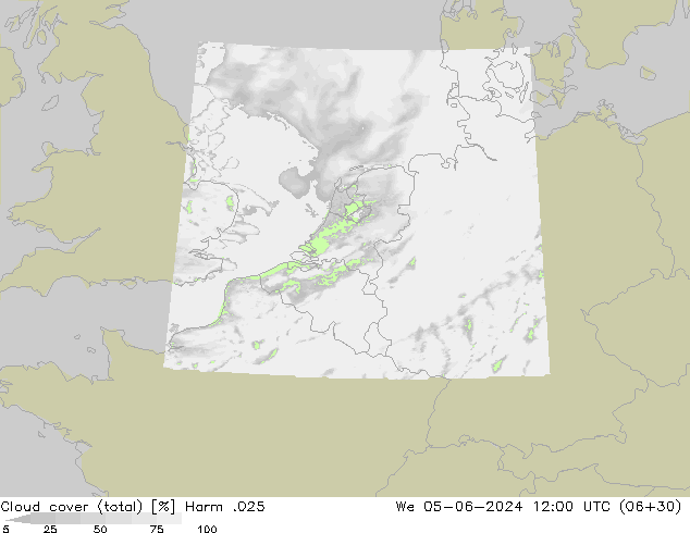 zachmurzenie (suma) Harm .025 śro. 05.06.2024 12 UTC