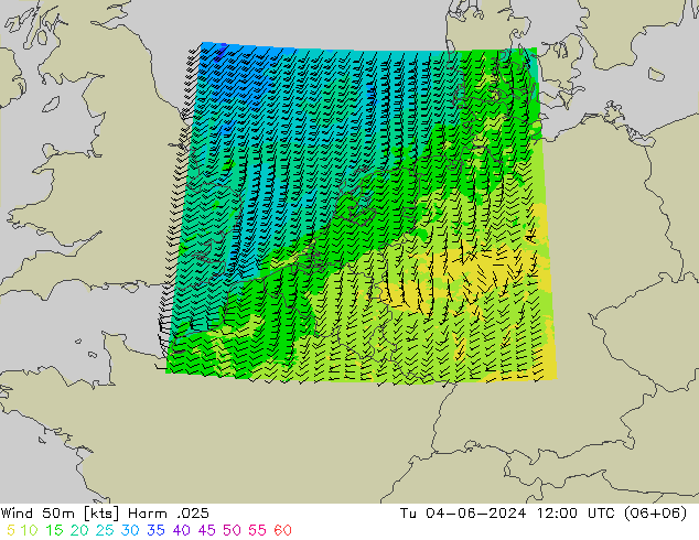 Wind 50m Harm .025 Di 04.06.2024 12 UTC