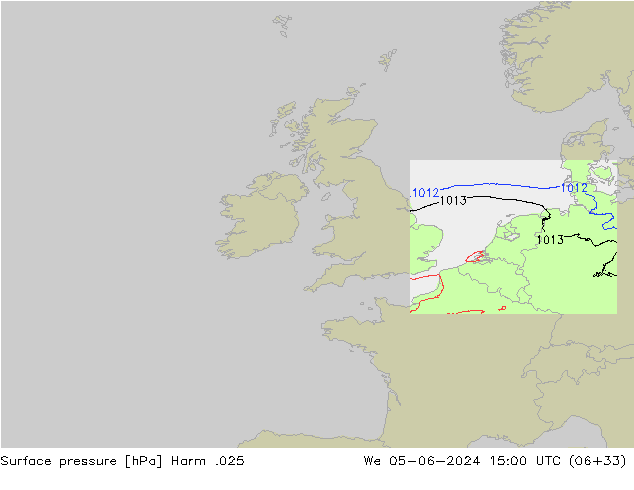 Pressione al suolo Harm .025 mer 05.06.2024 15 UTC