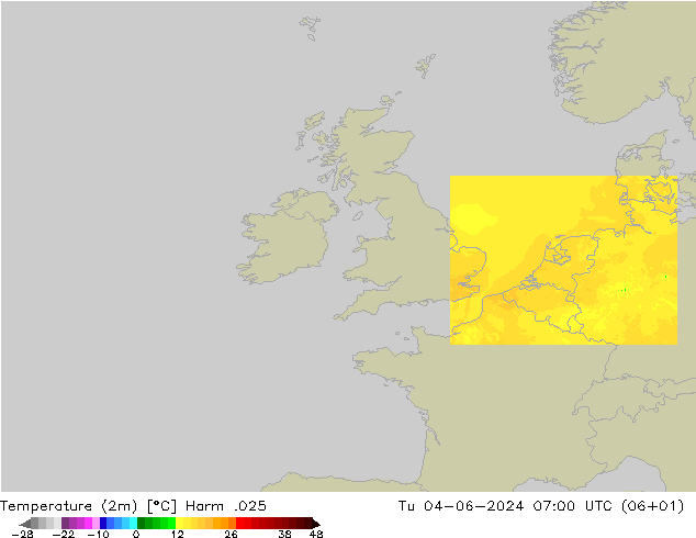 Sıcaklık Haritası (2m) Harm .025 Sa 04.06.2024 07 UTC