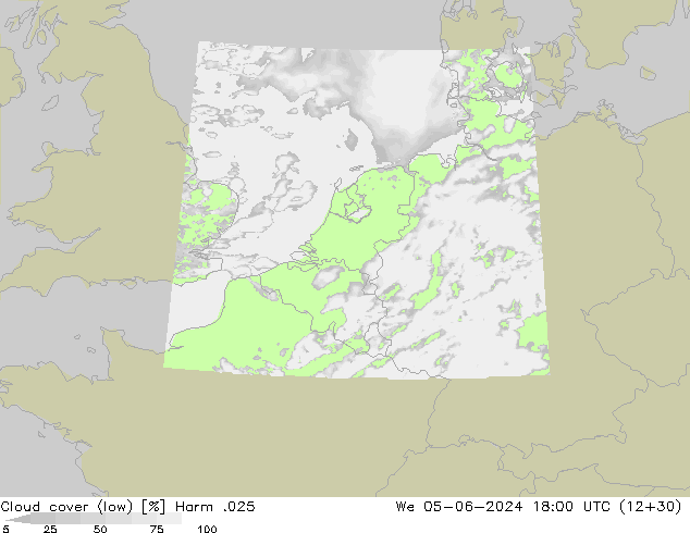 Cloud cover (low) Harm .025 We 05.06.2024 18 UTC