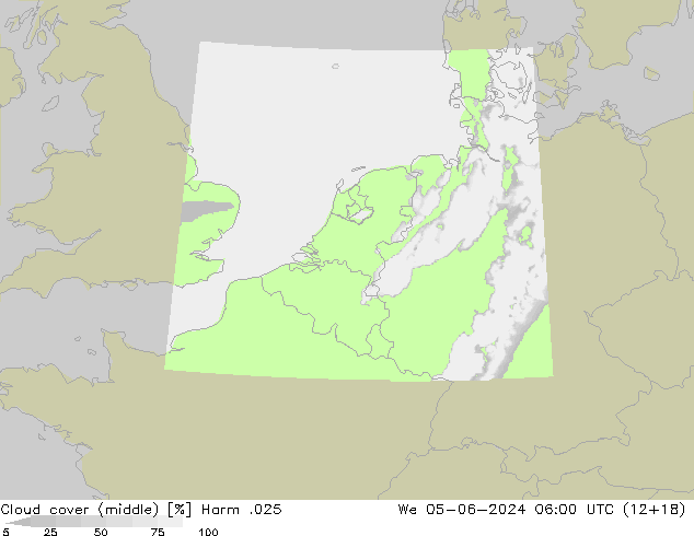 Cloud cover (middle) Harm .025 We 05.06.2024 06 UTC