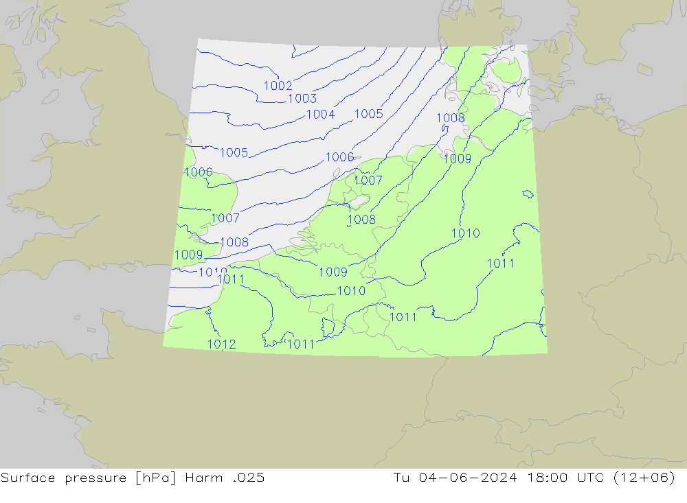 Surface pressure Harm .025 Tu 04.06.2024 18 UTC