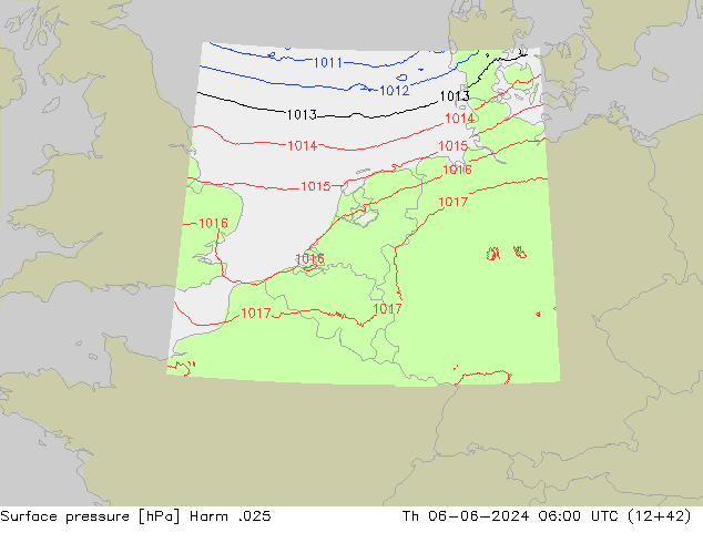 Atmosférický tlak Harm .025 Čt 06.06.2024 06 UTC