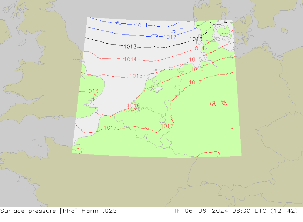 Atmosférický tlak Harm .025 Čt 06.06.2024 06 UTC