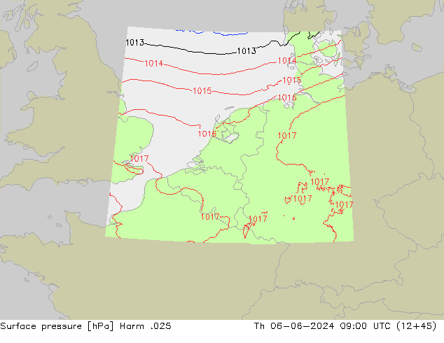 приземное давление Harm .025 чт 06.06.2024 09 UTC