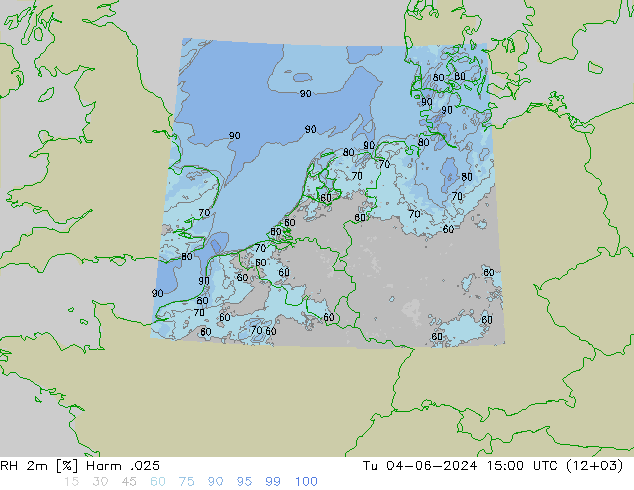 Humedad rel. 2m Harm .025 mar 04.06.2024 15 UTC
