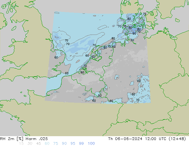 Humidité rel. 2m Harm .025 jeu 06.06.2024 12 UTC