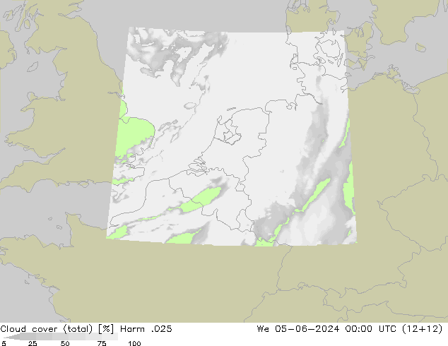 Cloud cover (total) Harm .025 St 05.06.2024 00 UTC