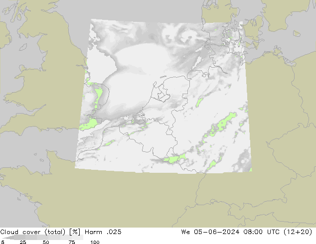 Cloud cover (total) Harm .025 St 05.06.2024 08 UTC