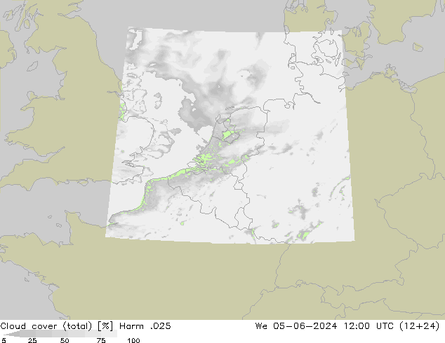 Cloud cover (total) Harm .025 We 05.06.2024 12 UTC