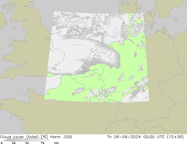 Cloud cover (total) Harm .025 Th 06.06.2024 00 UTC