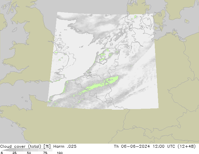 Cloud cover (total) Harm .025 Th 06.06.2024 12 UTC