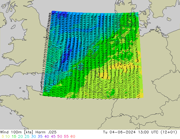 Vento 100m Harm .025 mar 04.06.2024 13 UTC