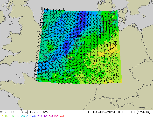 Wind 100m Harm .025 Tu 04.06.2024 18 UTC